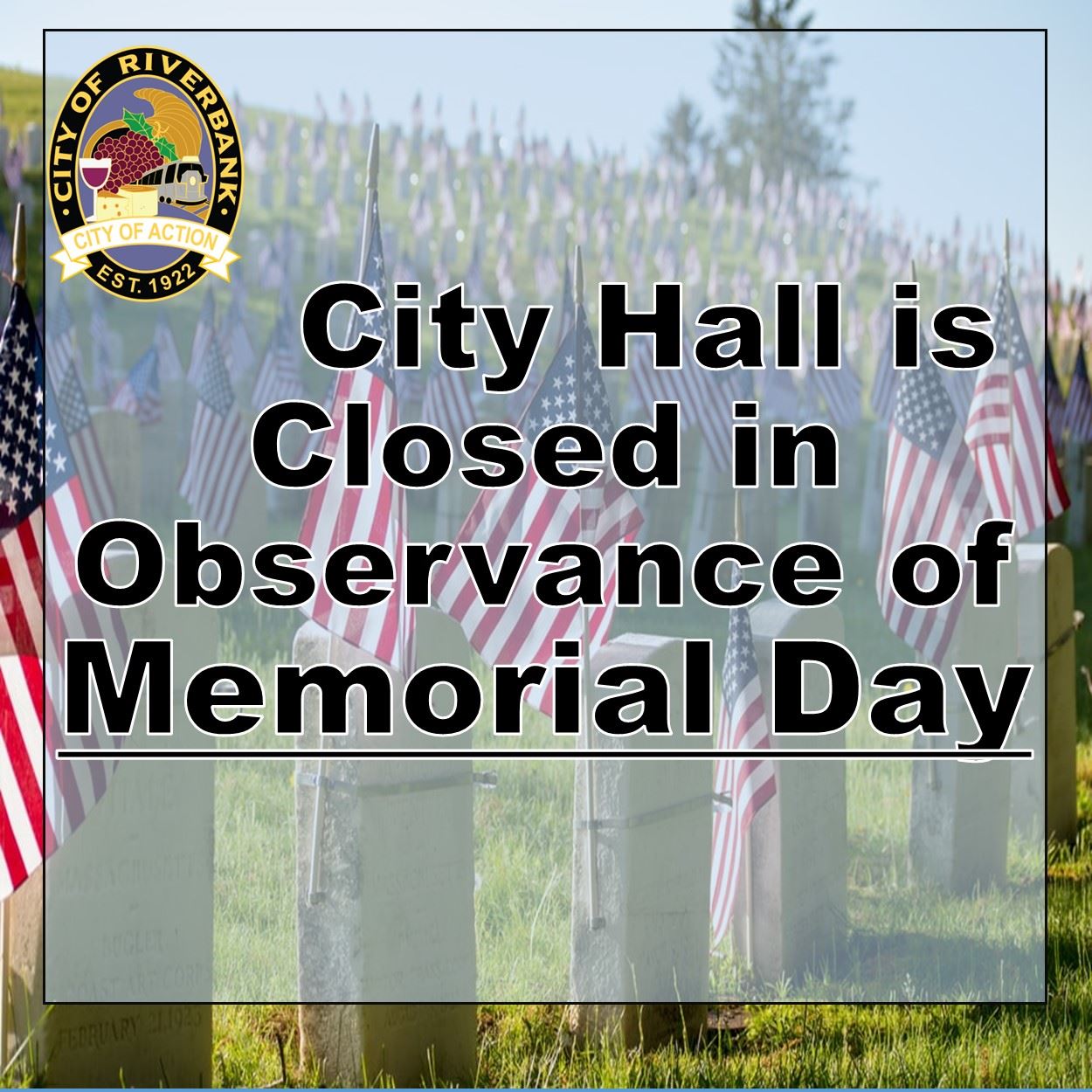 Closed for Memorial Day